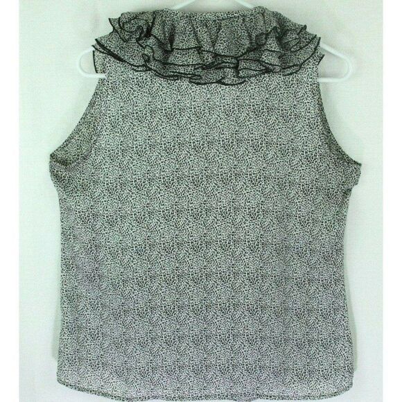 Sioni Top Leopard Print Ruffles Sleeveless Womens small - Picture 4 of 12